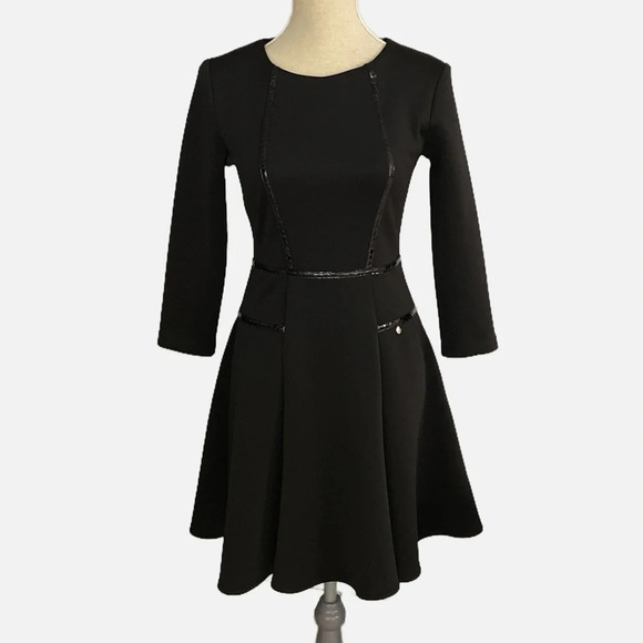 Rinascimento Midi Dress Fit and Flare Black Small Made in Italy Long Sleeve - Picture 1 of 10
